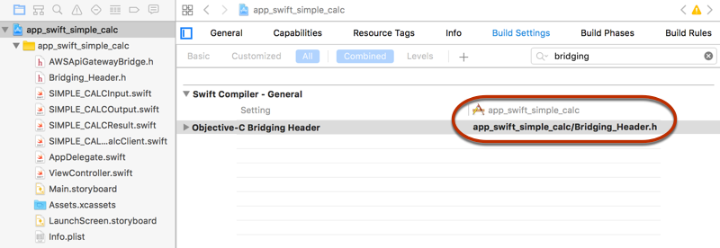 Swift Compiler - General에서 Bridging_Header.h 파일 경로를 설정합니다.