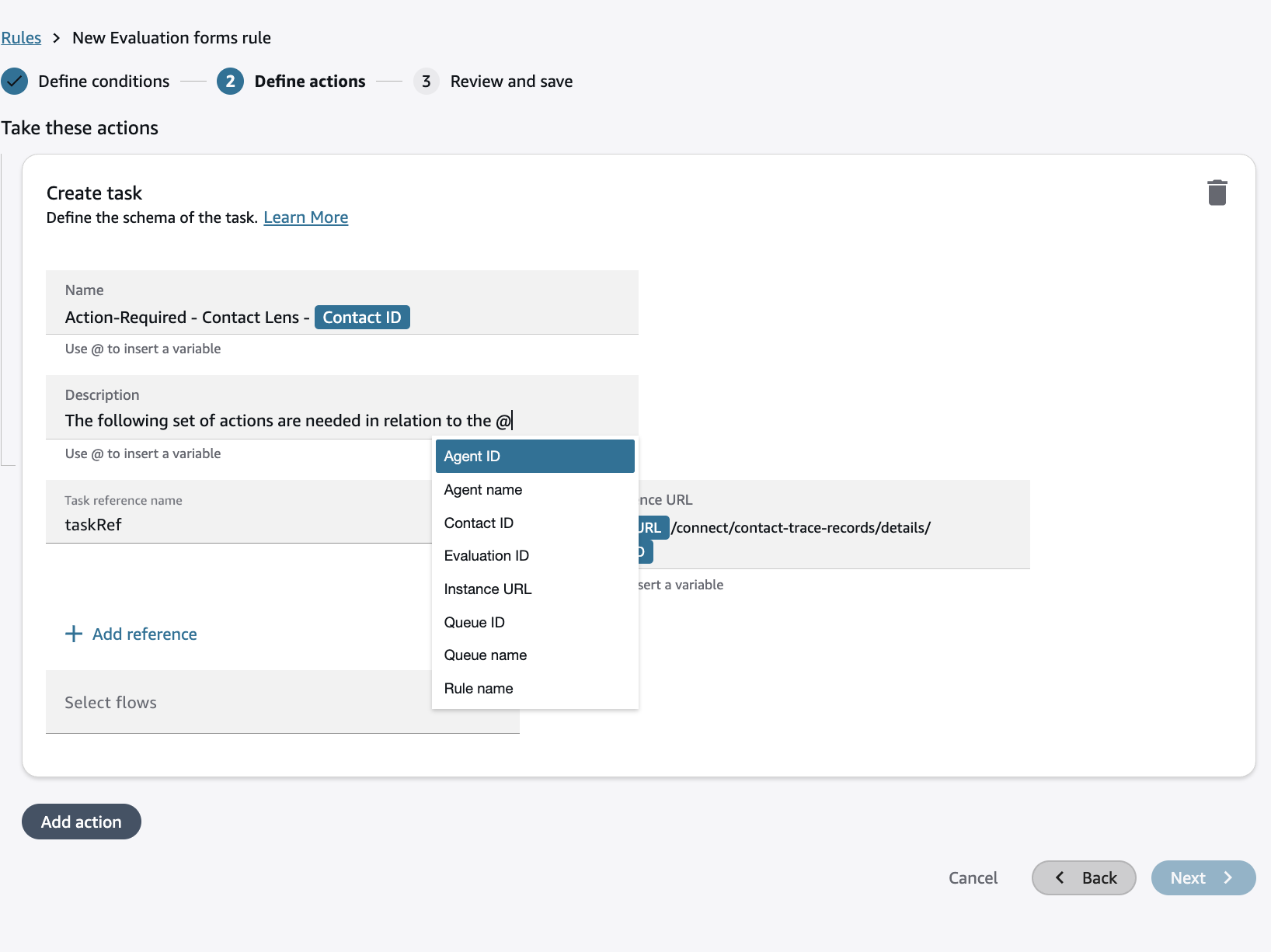 동적 변수가 있는 작업 작업입니다.