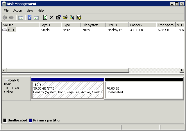 Windows Server 디스크 관리 유틸리티