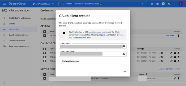 스크린샷은 Create OAuth client ID 페이지와 Authorised redirect URIs 섹션을 보여줍니다. 여기에서 URI를 추가하고, 필요한 경우 ADD URI를 선택합니다. 완료되면 CREATE를 선택합니다.