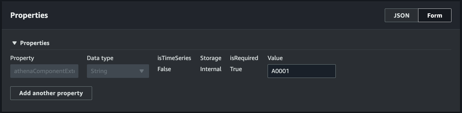 속성 콘솔 페이지에서는 구성 요소의 속성을 추가할 수 있습니다.
