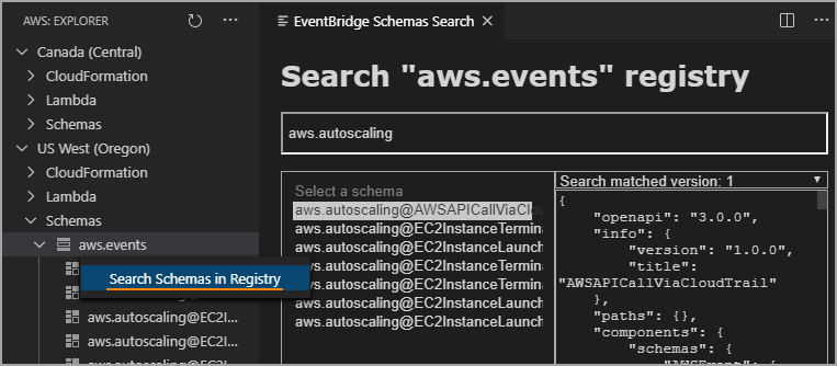 EventBridge 스키마를 검색합니다.