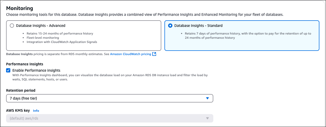 Modifique o Insights de Performance durante a modificação do cluster de banco de dados com o console.
