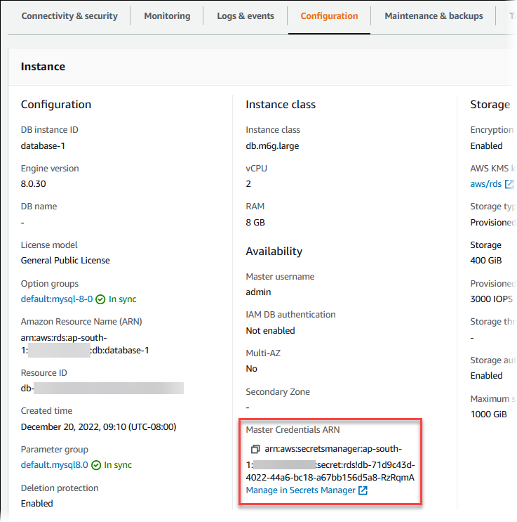Ver os detalhes sobre um segredo gerenciado pelo RDS no Secrets Manager
