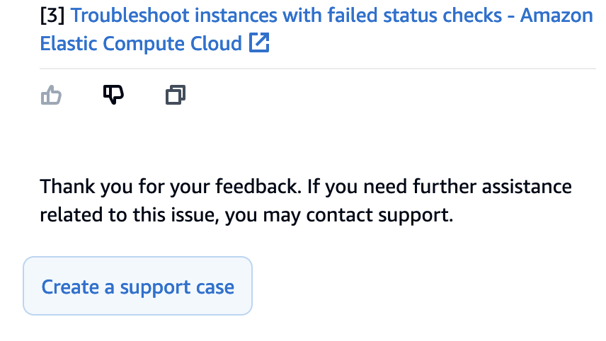 O botão Criar um caso de suporte no painel de bate-papo do Amazon Q.