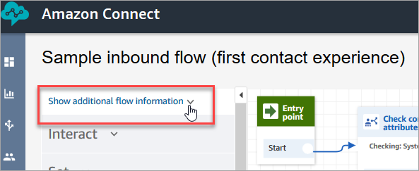 Um exemplo de fluxo, a seção mostrar informações adicionais de fluxo.