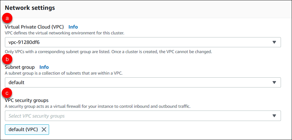 Captura de tela mostrando o painel de configurações de rede e as etapas para definir as configurações de rede.