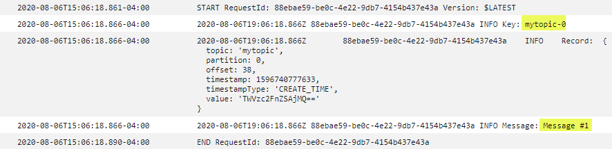 Um evento de logs no CloudWatch mostrando as informações de evento extraídas pelo código fornecido.