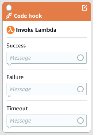 Um bloco hook de código no Visual Conversation Builder
