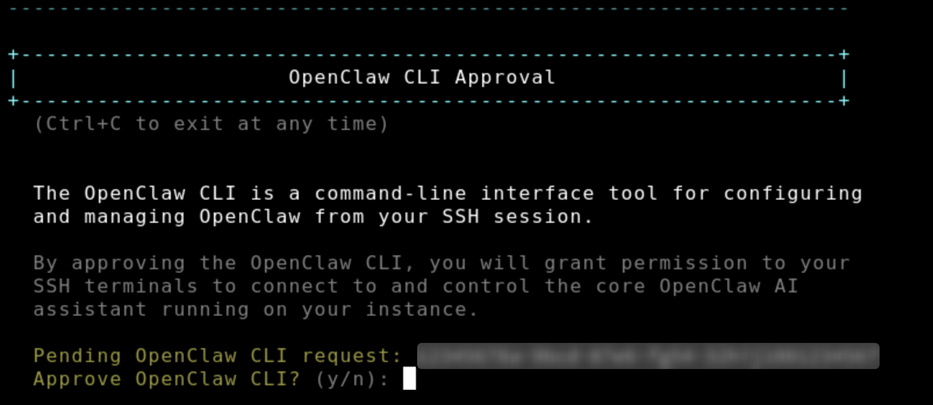Aprovar a OpenClaw CLI com um exemplo de dados