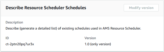 Form for describing Resource Scheduler Schedules with ID and Version fields.