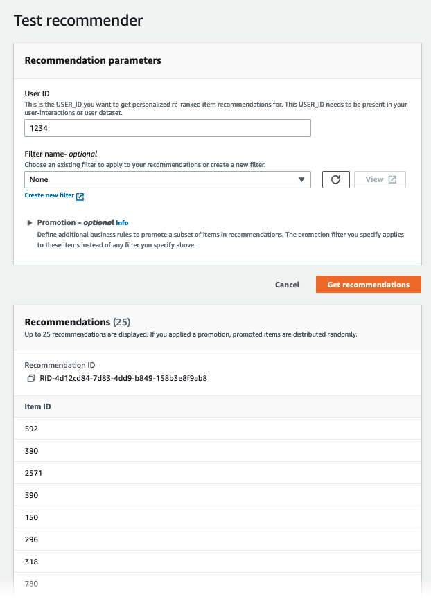 Representa a página do recomendador de teste com campos para uma solicitação de recomendação.