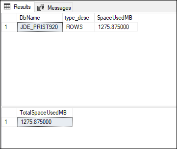 Utilização do espaço em disco após a compactação