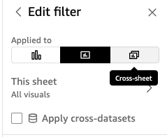 Esta é uma imagem de uma caixa de diálogo Editar filtro em QuickSight.