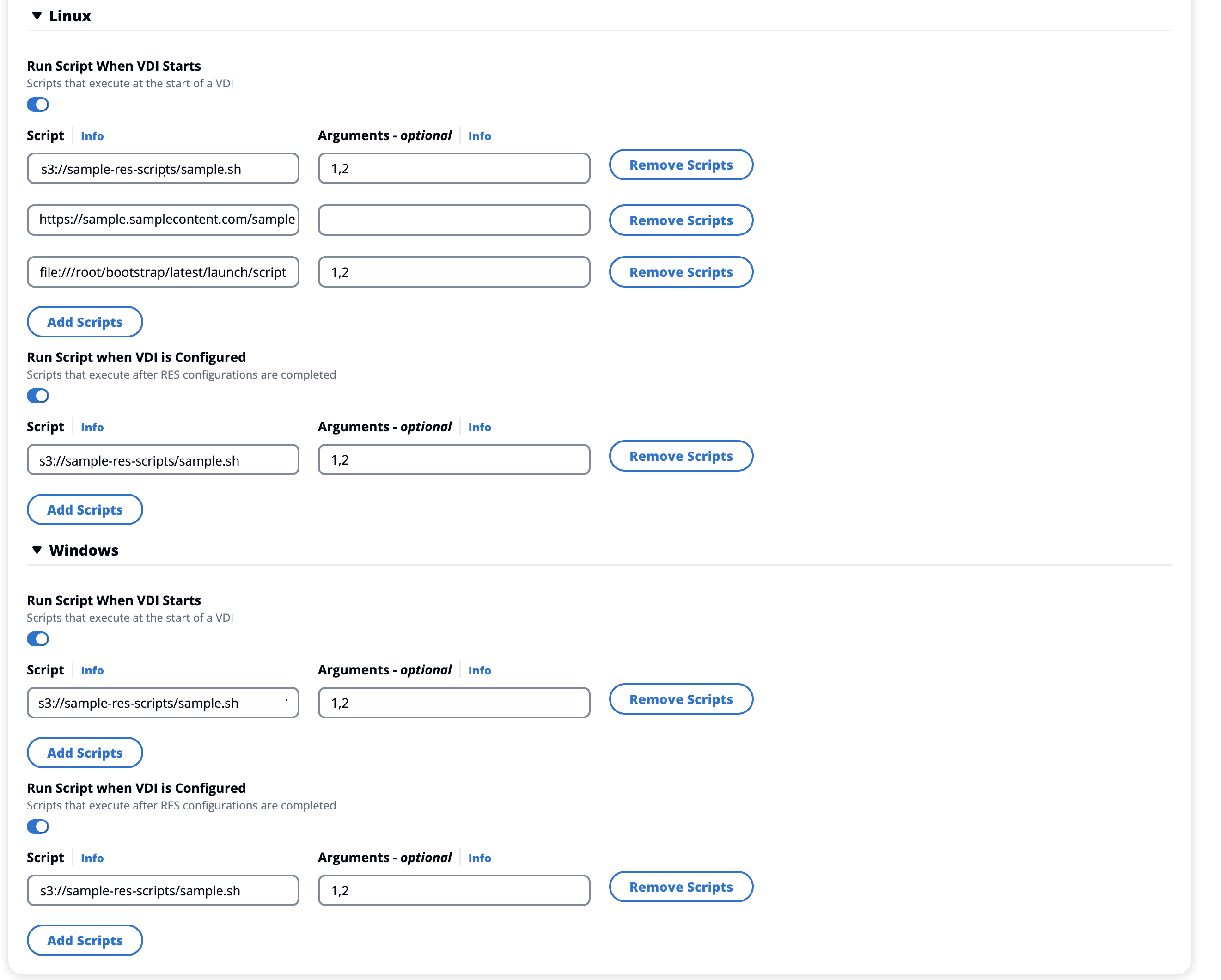 Exemplo de uma configuração de projeto