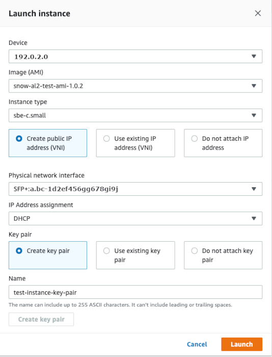 AWS OpsHub inicie o assistente de instância