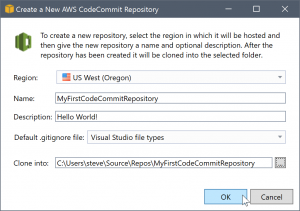 Criar um novo AWS CodeCommit repositório