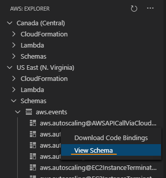 Visualize um EventBridge esquema.