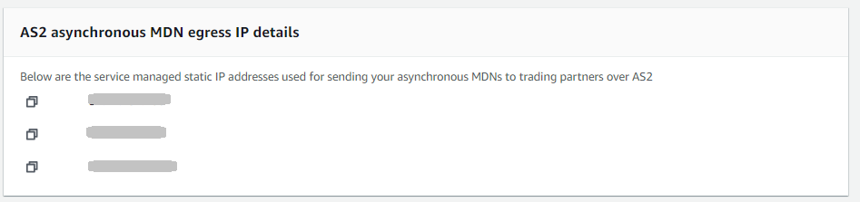 Painel de uma página de detalhes AS2 do servidor, mostrando a lista de endereços IP estáticos gerenciados pelo serviço.
