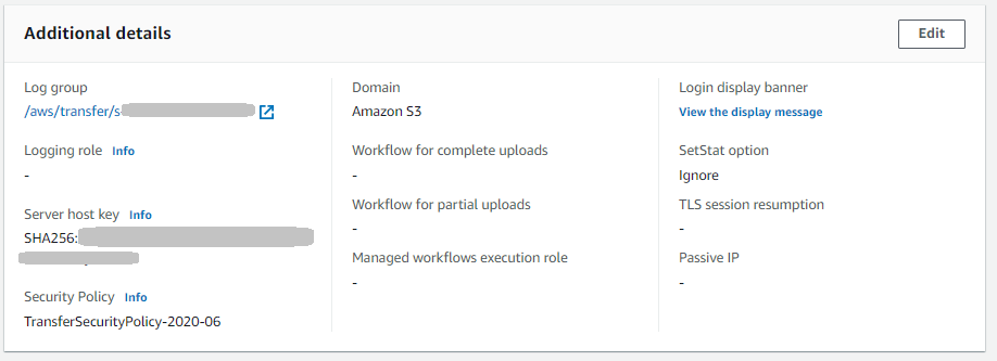 Configuração de registro em log com registro em log estruturado configurado.