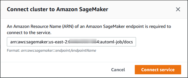 显示在配置过程中输入的 SageMaker AI 端点的 Amazon 资源名称（ARN）的图像。