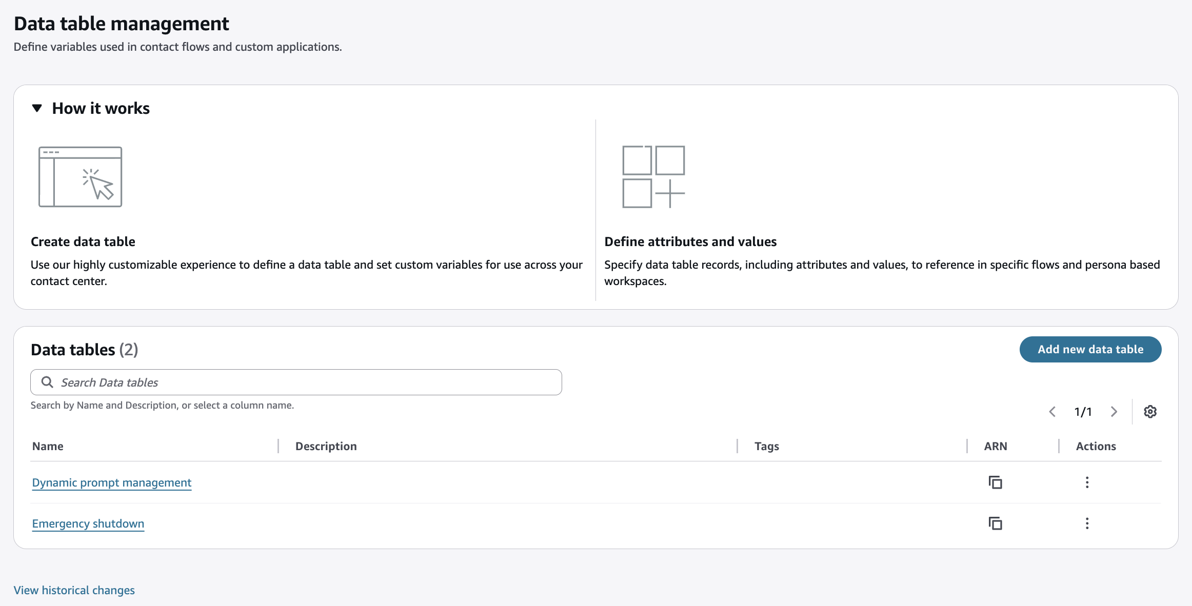数据表管理页面。