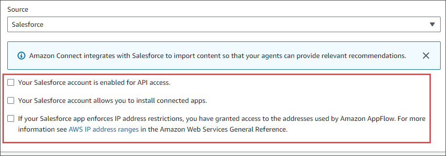 Salesforce 对 APIs使用互联应用程序和 AppFlow 访问权限的致谢。
