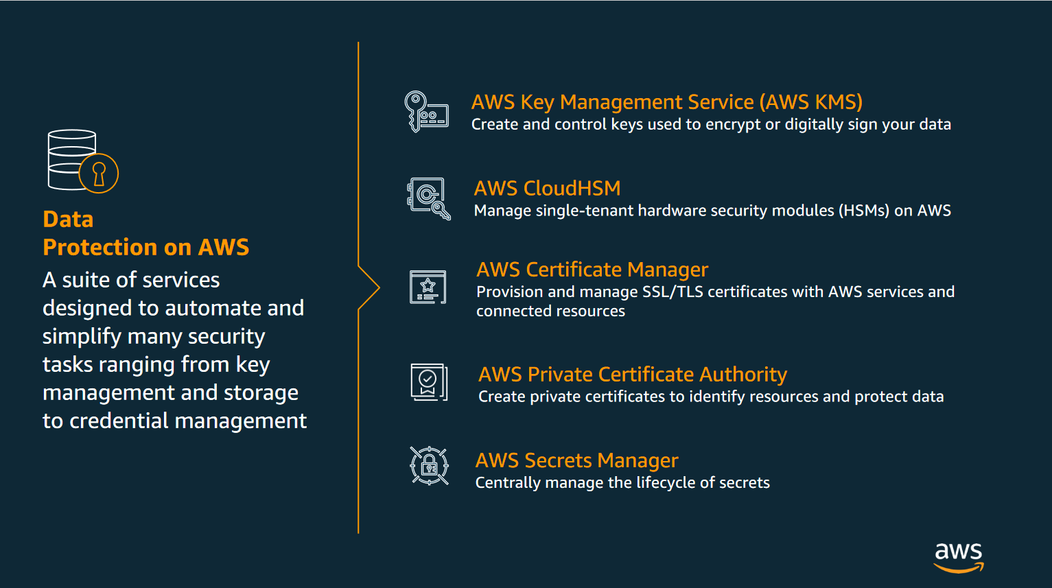 该图显示了启用数据保护 AWS 服务 的套件 AWS。