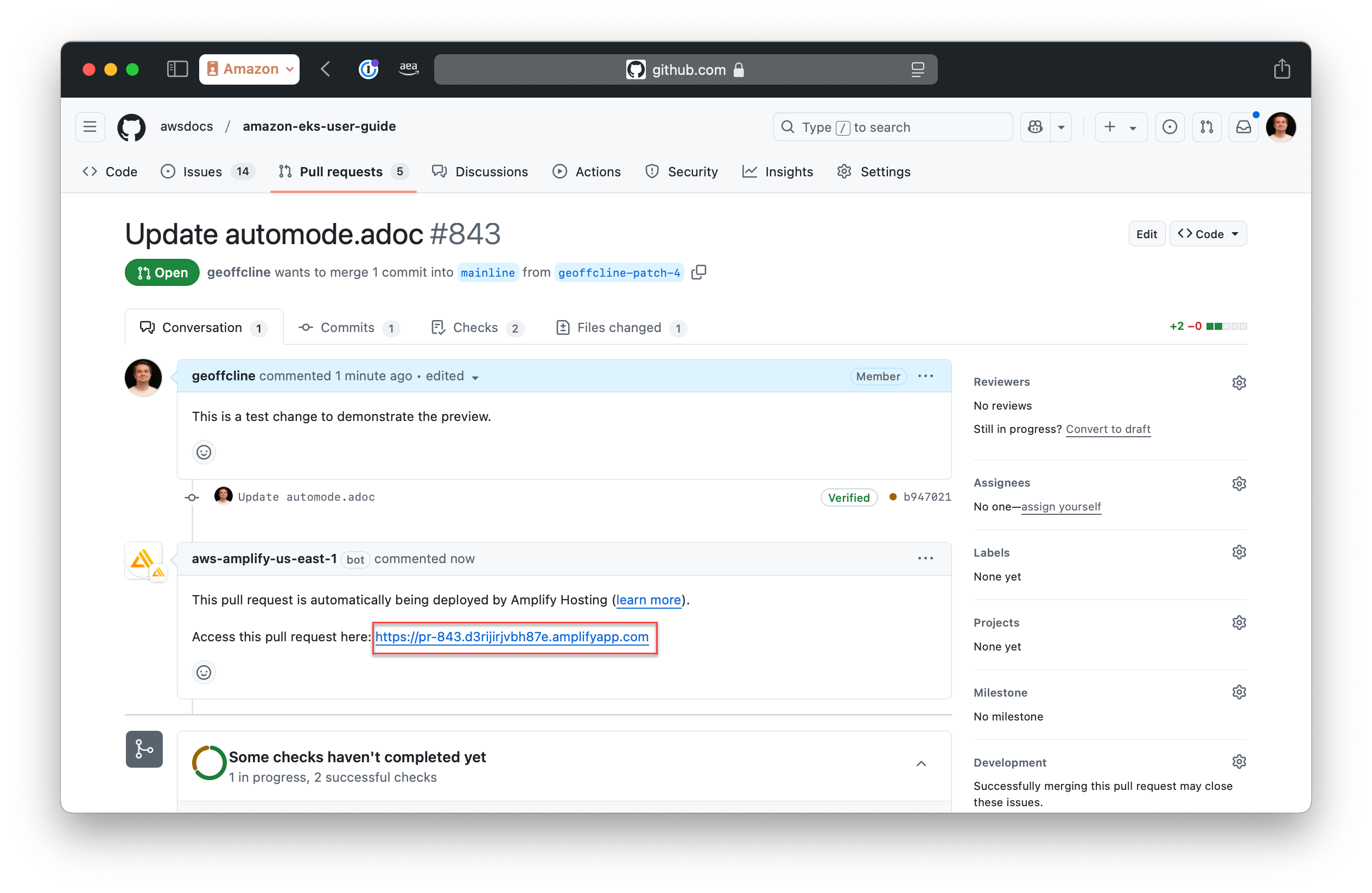 带有预览网址的 GitHub 注释