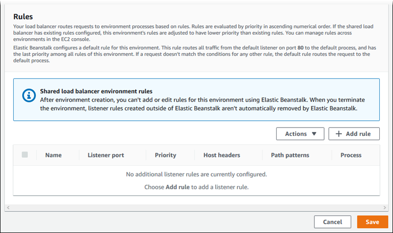 Application Load Balancer 配置 – 规则列表