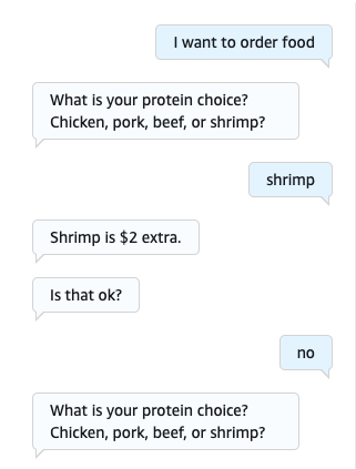引发客户偏好订购肉类食品的对话。