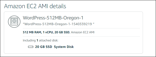 创建亚马逊 EC2 实例页面上的 Amazon AM EC2 I 详情。
