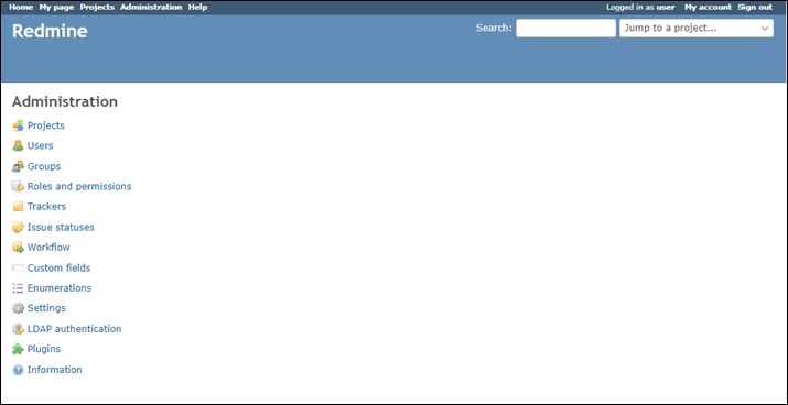 Redmine 管理控制面板