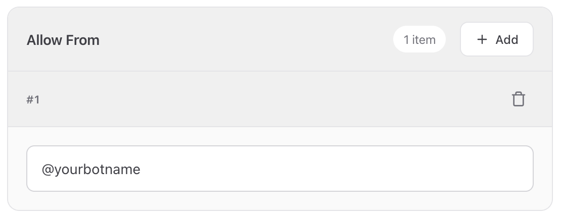 允许您的机器人接收来自您的电报ID的消息。