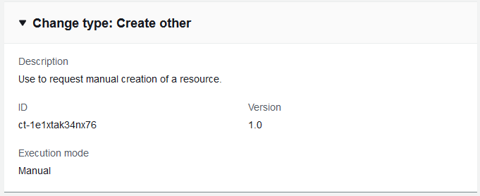 变更 type form for manual creation of a resource, showing ID and version details.