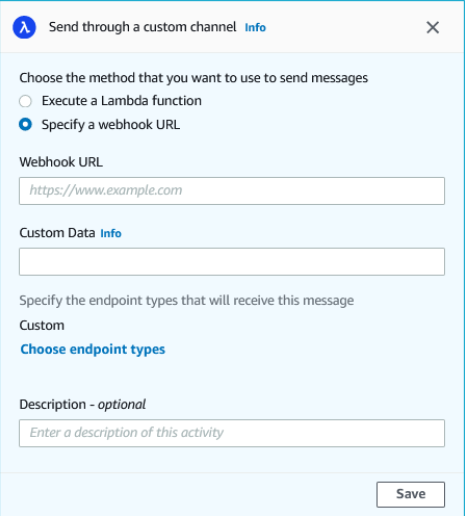设置 Webhook 活动的示例。