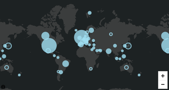 这是以深灰色画布为底图的地图视觉对象的示例图像。