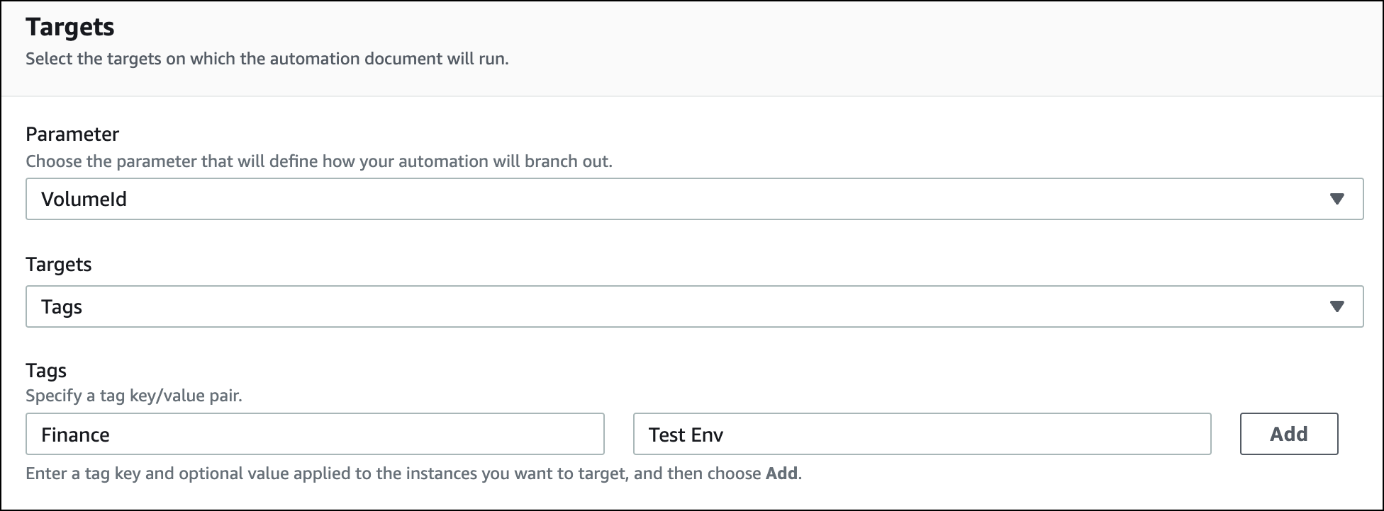 使用标签作为 Systems Manager Automation 的目标