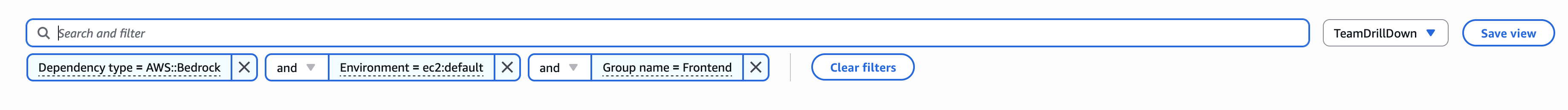 在應用程式映射中搜尋和篩選服務