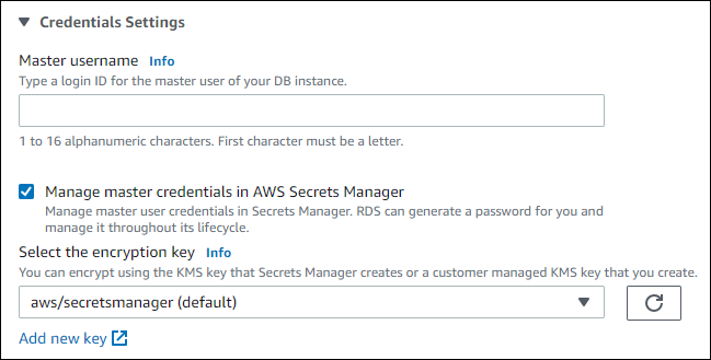 在 AWS Secrets Manager 選取的 中管理主登入資料