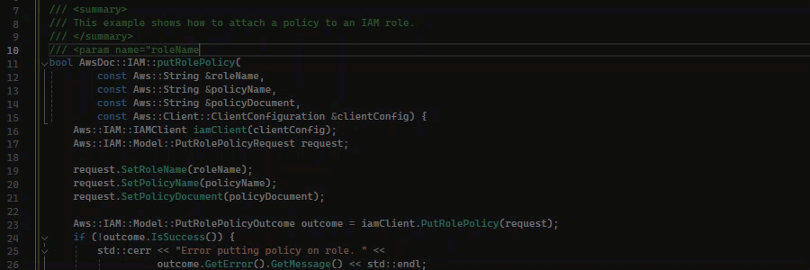 使用 C++ 的 docstring 完成功能範例。