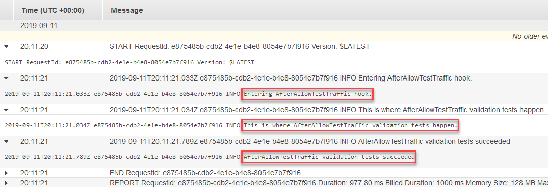 顯示AfterAllowTraffic勾點的日誌串流事件。