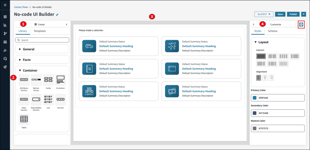 無程式碼 UI 建置器使用者介面。