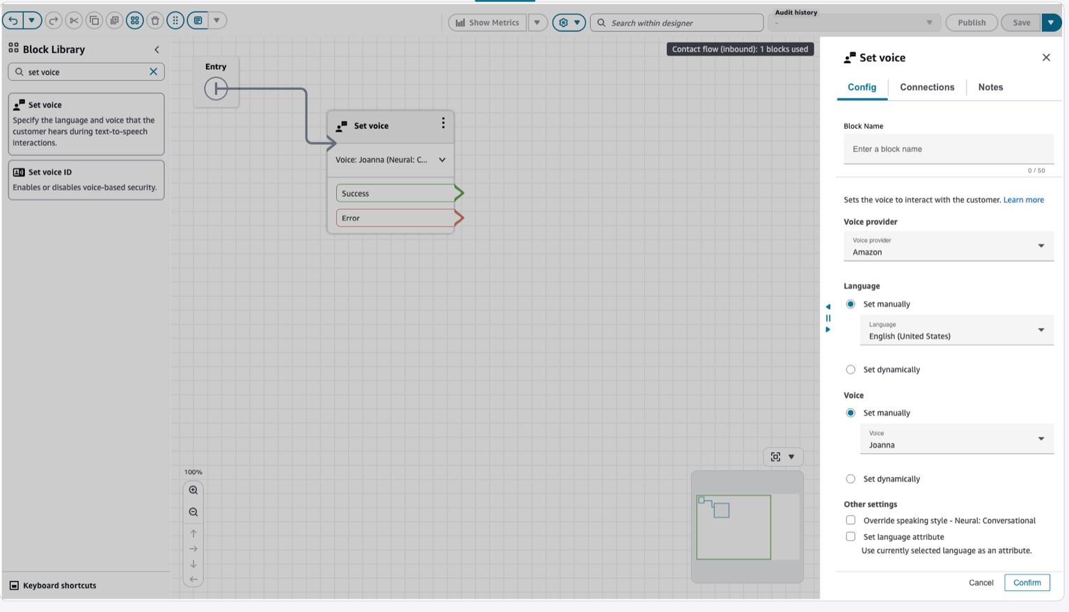 顯示 Nova Sonic 組態的語音模型卡