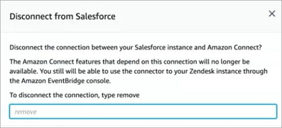 Amazon AppFlow 中斷與 Salesforce 連線選項。