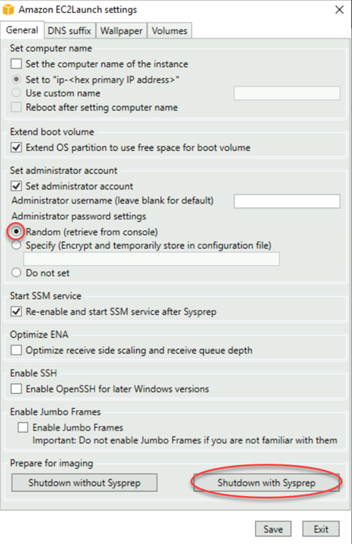 在 Windows Server 2016 執行個體上的 Ec2 Launch Settings (Ec2 Launch 設定) 應用程式的執行個體。