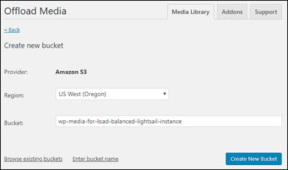 使用 WP Offload Media 外掛程式設定新的 Amazon S3 儲存貯體。