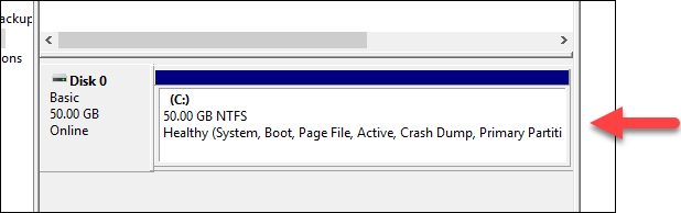 Windows 磁碟管理中的已配置磁碟空間