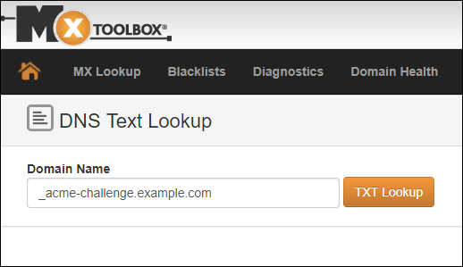 MxToolbox TXT 記錄查詢。