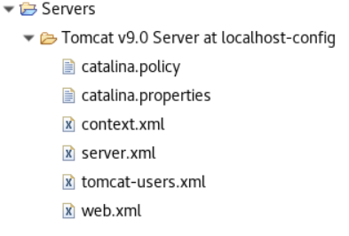 AWS Blu Age Eclipse Tomcat v9.0 子資料夾及其包含的檔案。